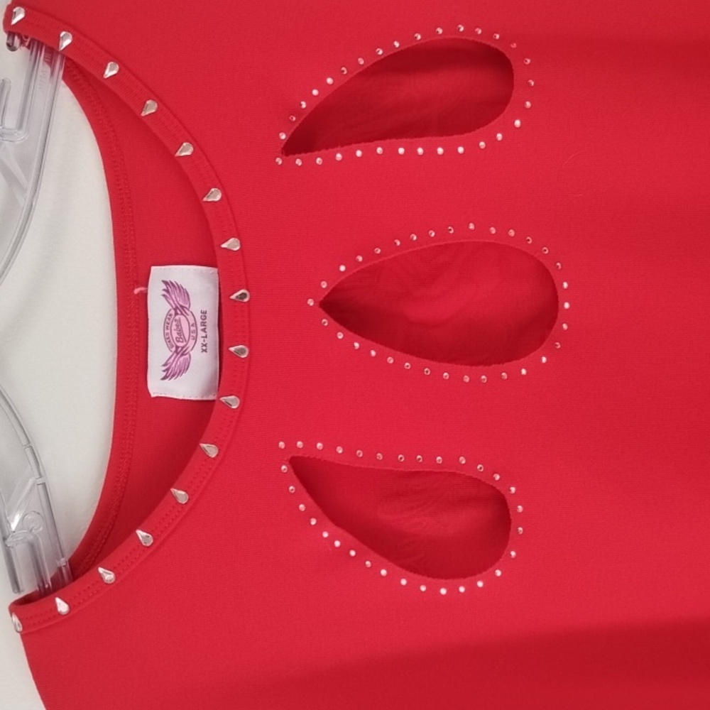 Babes Biker Wear USA Red Sleeveless Bling  Laconia Rally Week 2017 Cut Out Tee - Picture 4 of 13